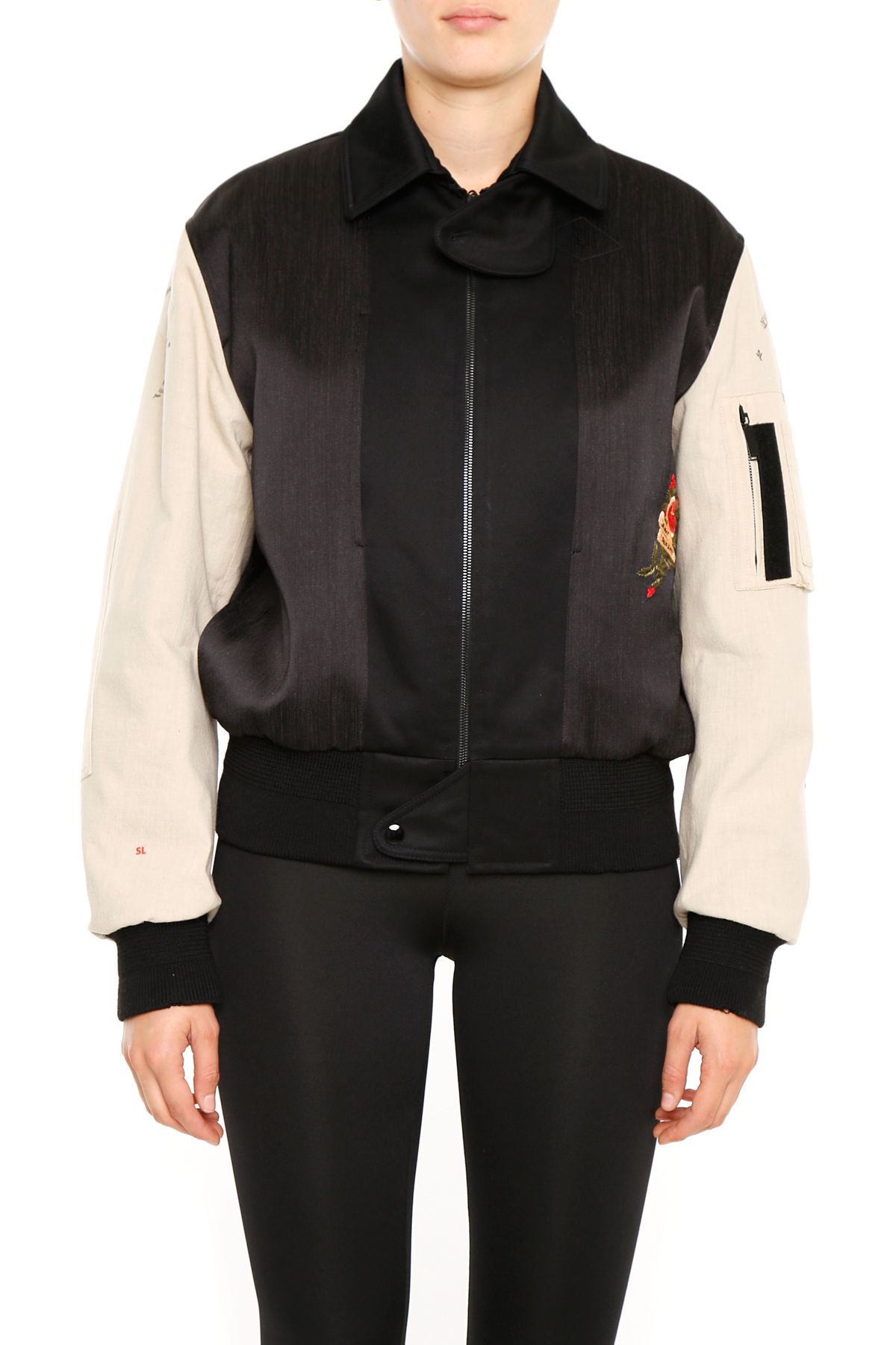Saint Laurent Embroidered Bomber Jacket In Black Military Cotton With ...