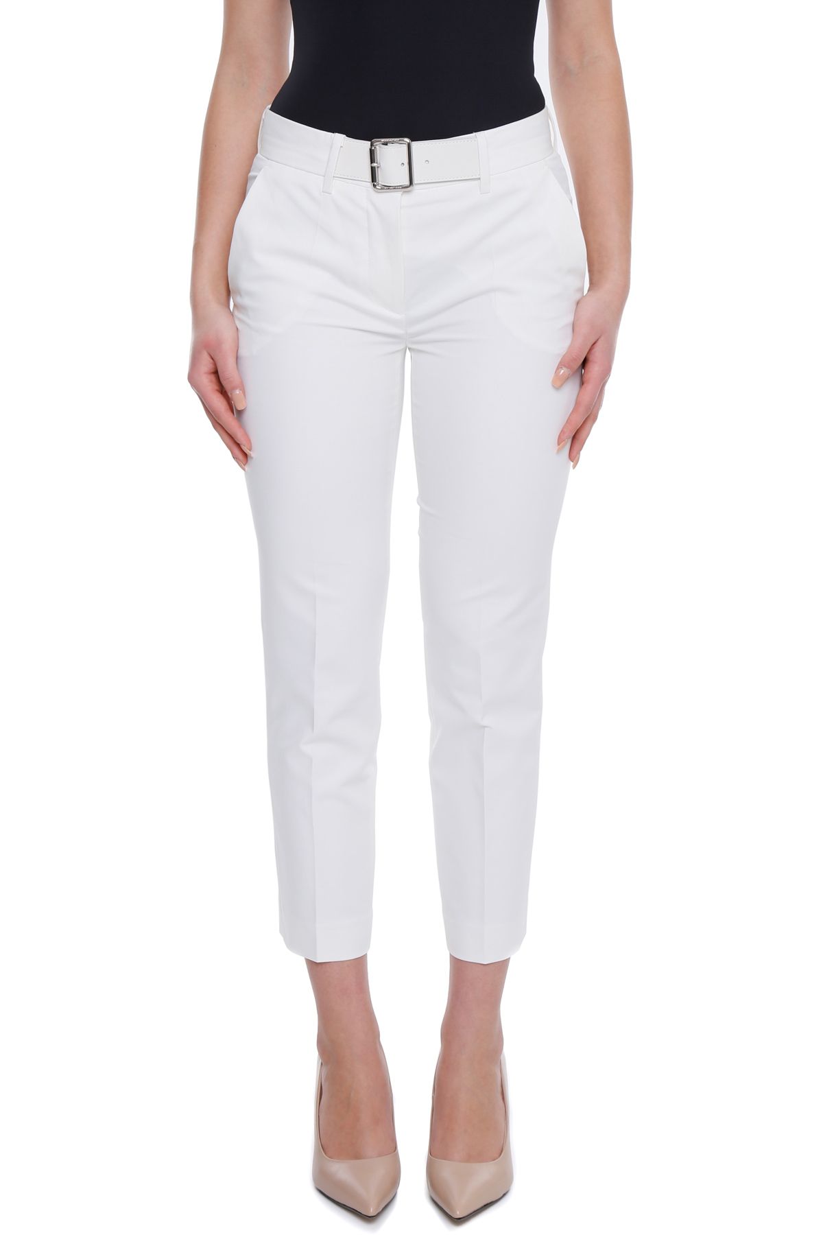 MONCLER Belted Trousers in Biancobianco | ModeSens