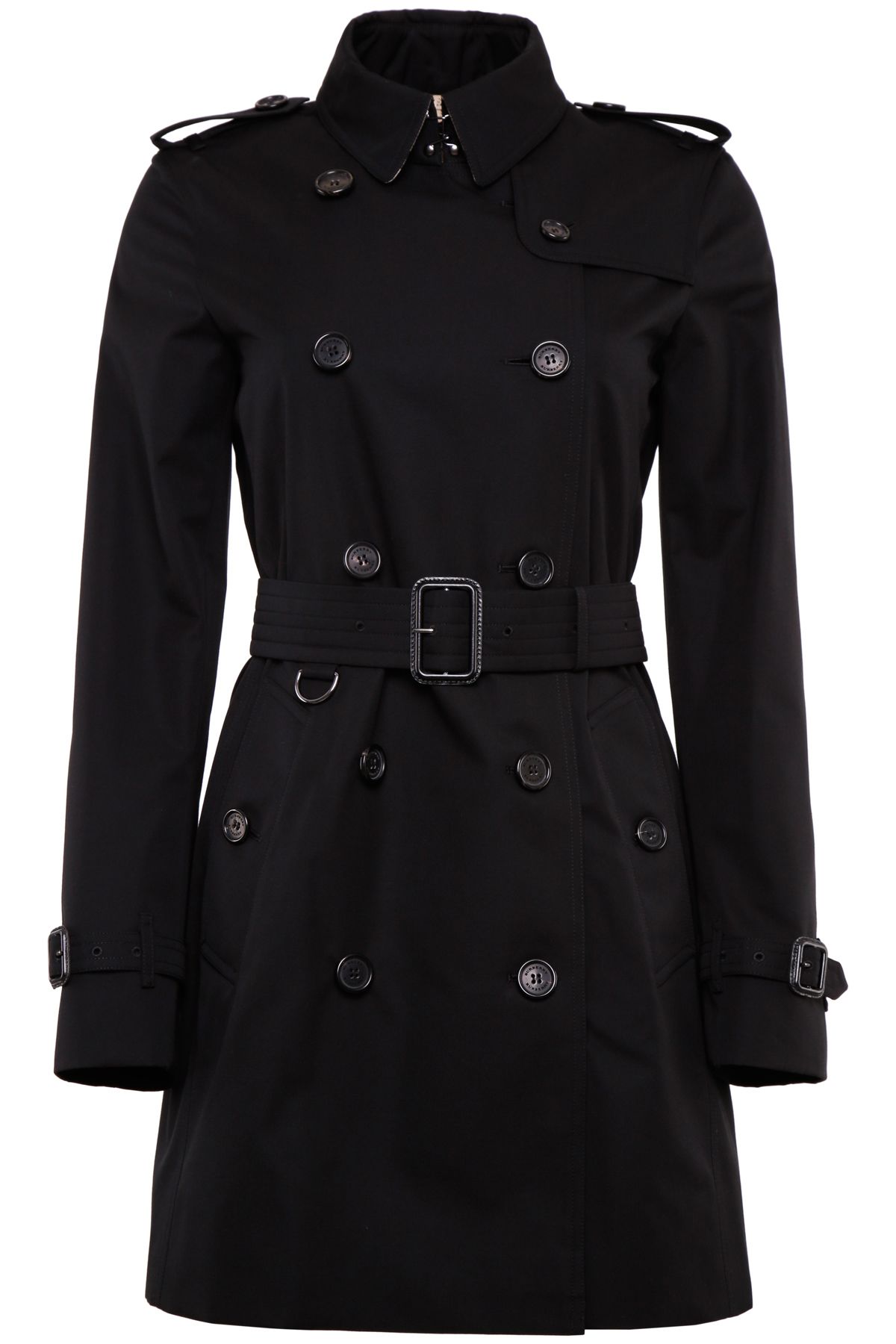 BURBERRY Kensington Mid Modern-Fit Long Woven Trenchcoat, Black | ModeSens