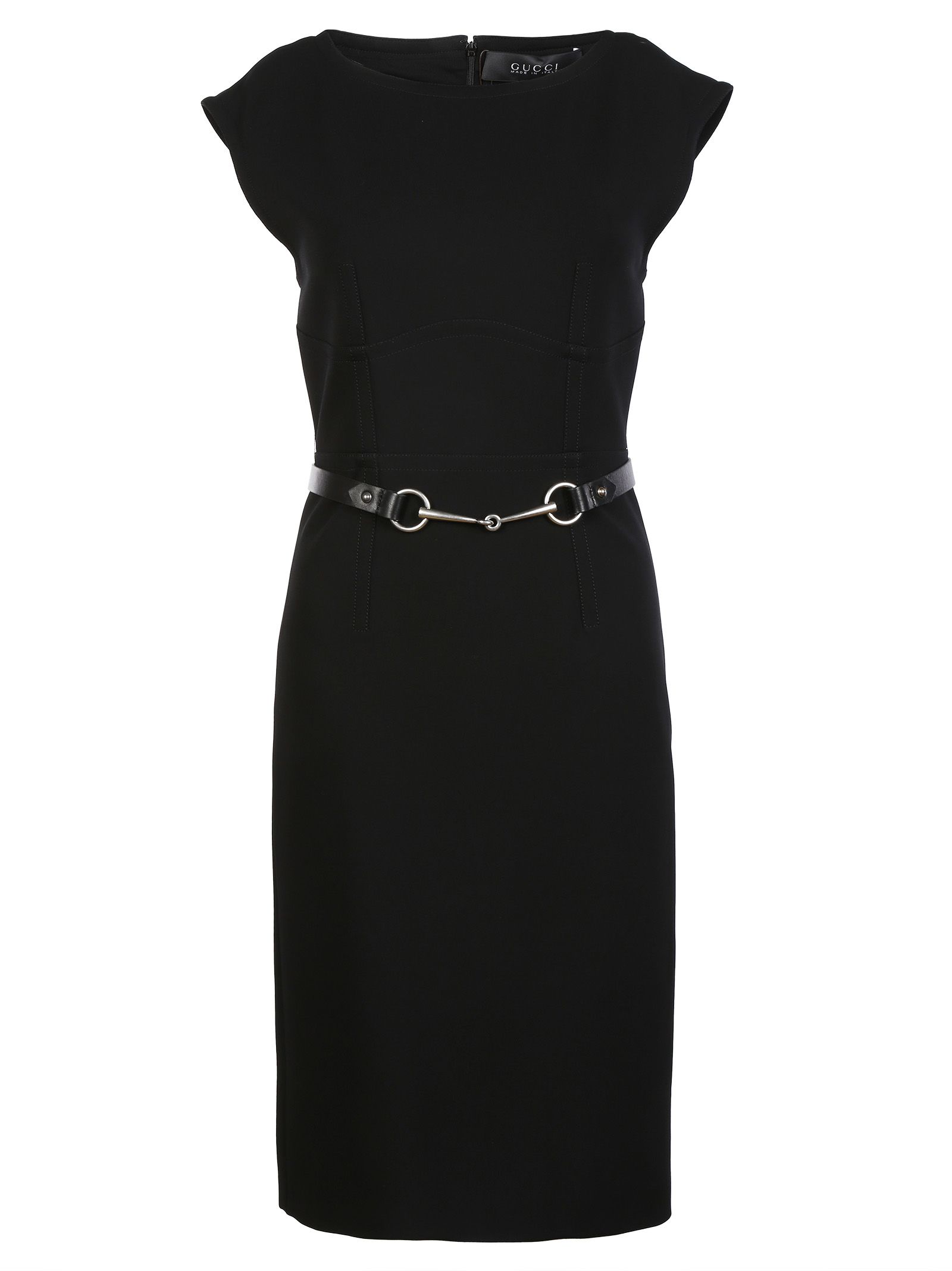 Gucci - Gucci Viscose Jersey Horsebit Belt Dress - Black, Women's Short ...