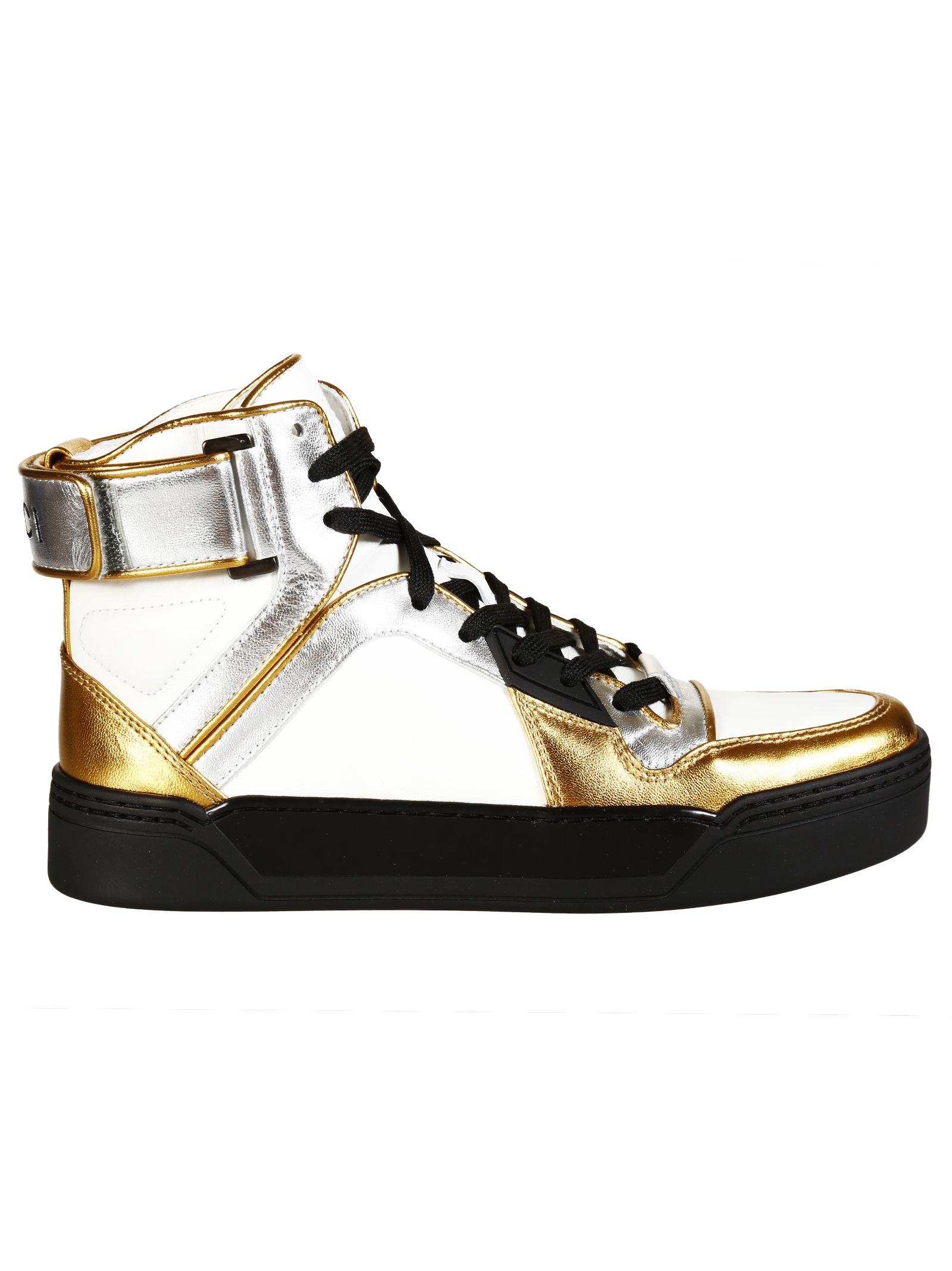 Gucci - Gucci New Basketball Metallic Leather High-Top Snekers ...