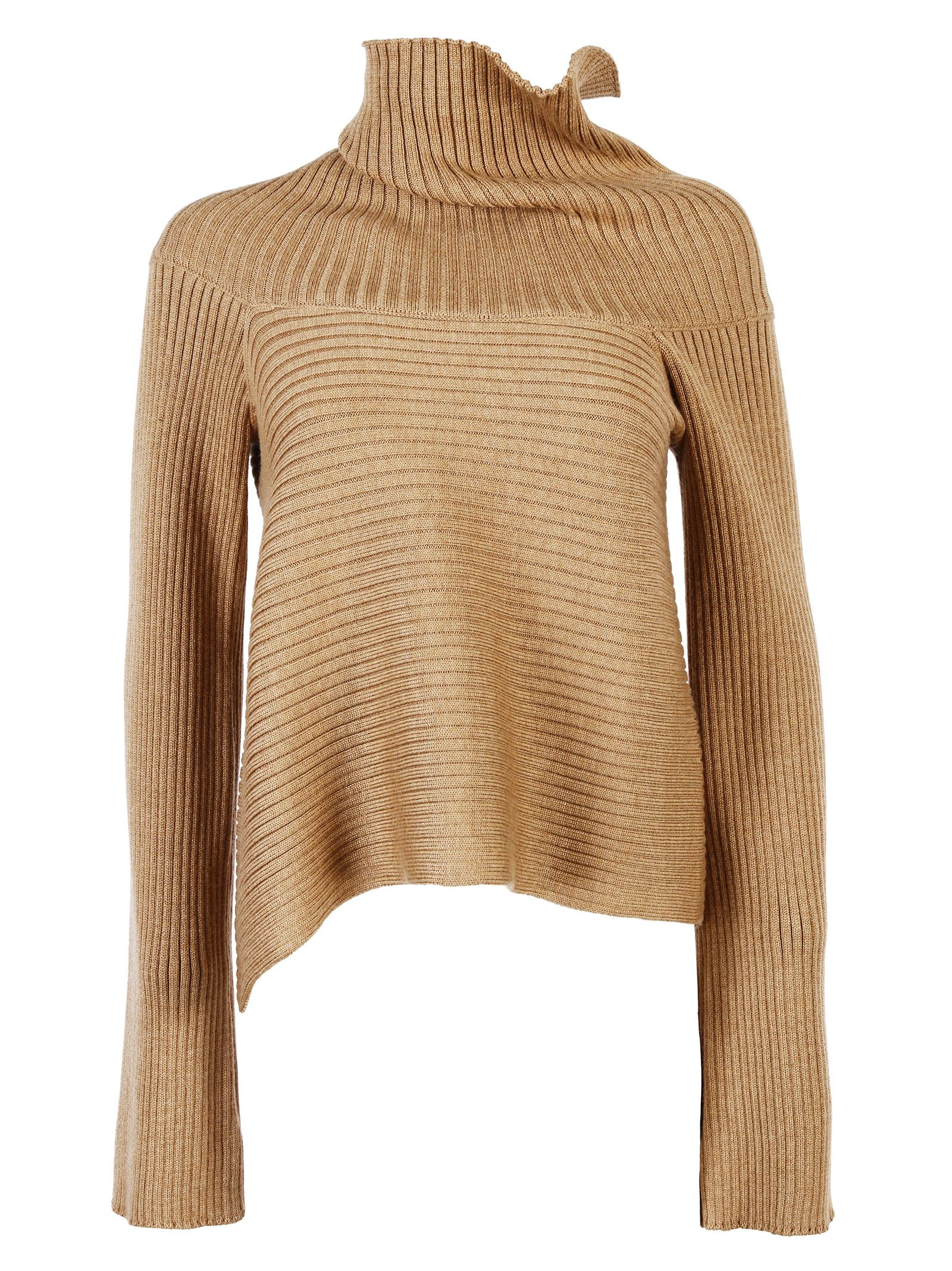 Maison Margiela - Maison Margiela Wool Ribbed Knit Asymmetric Sweater ...