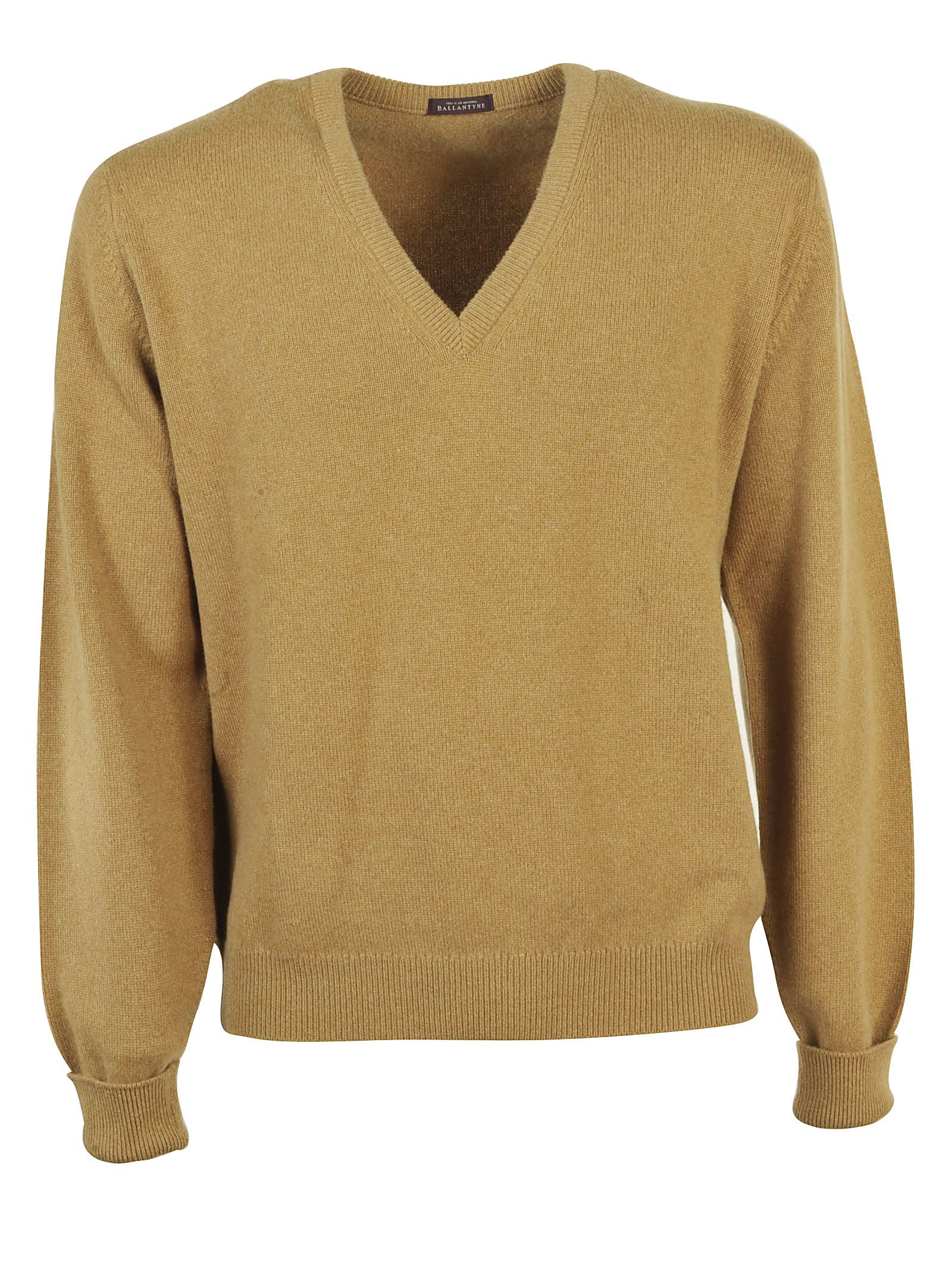 Ballantyne - Ballantyne Vicuña V Neck Sweater - Beige, Men's Sweaters ...