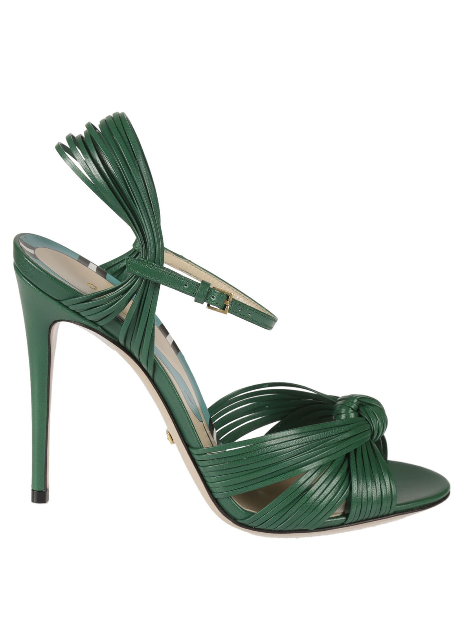 Gucci - Gucci Leather Knot Sandals - Green, Women's Sandals | Italist