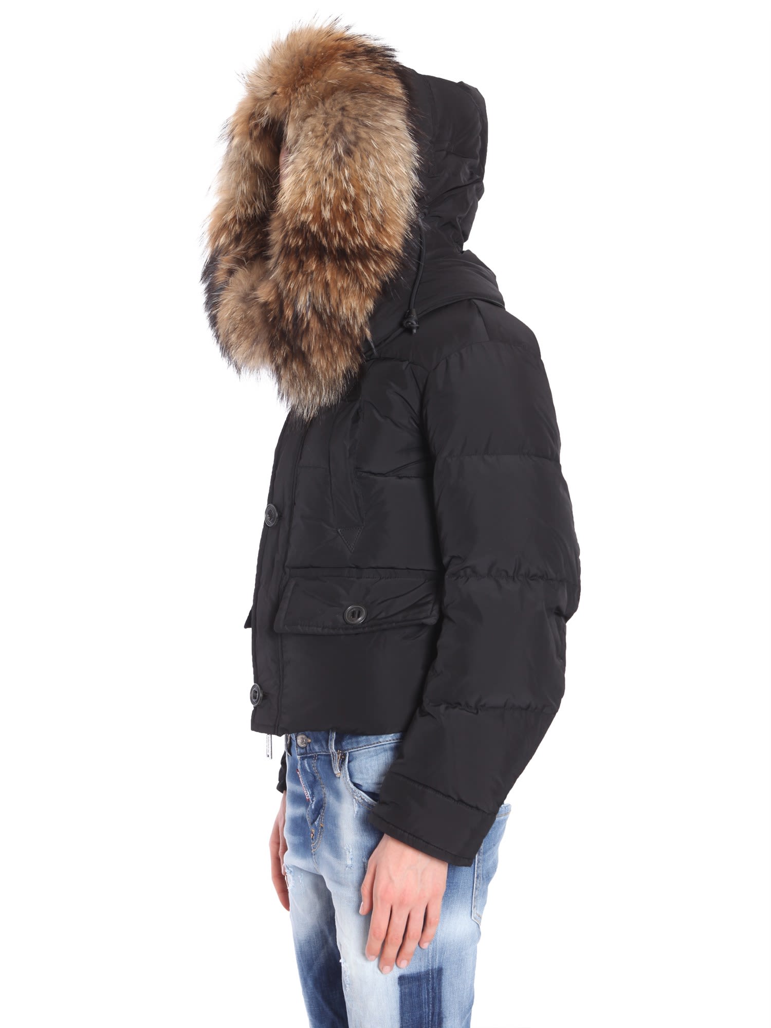 dsquared2 - nylon down bomber jacket - nero, w