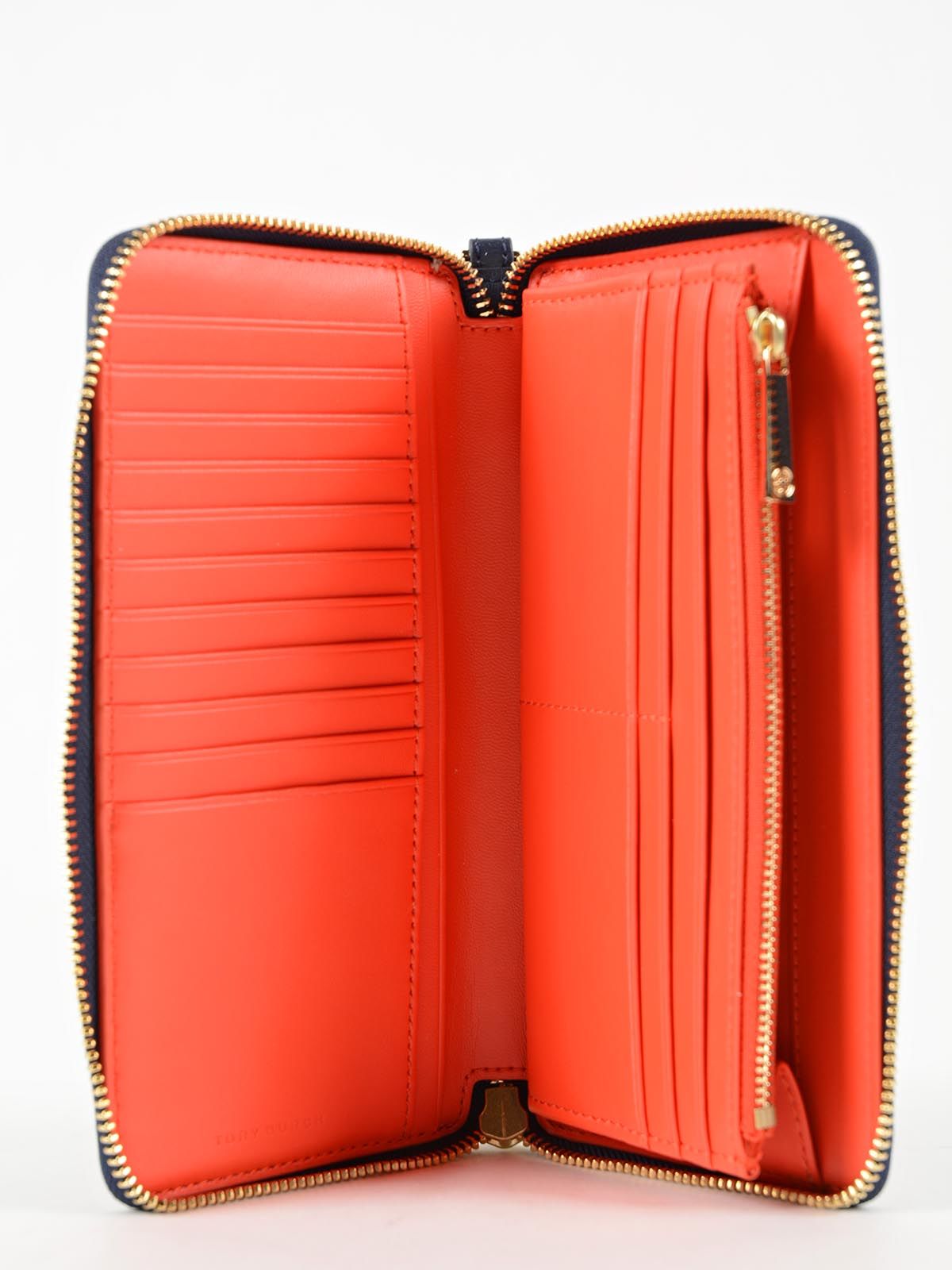 Tory Burch Tory Burch Parker Zip Around Wallet Blue, Women's Wallets Italist