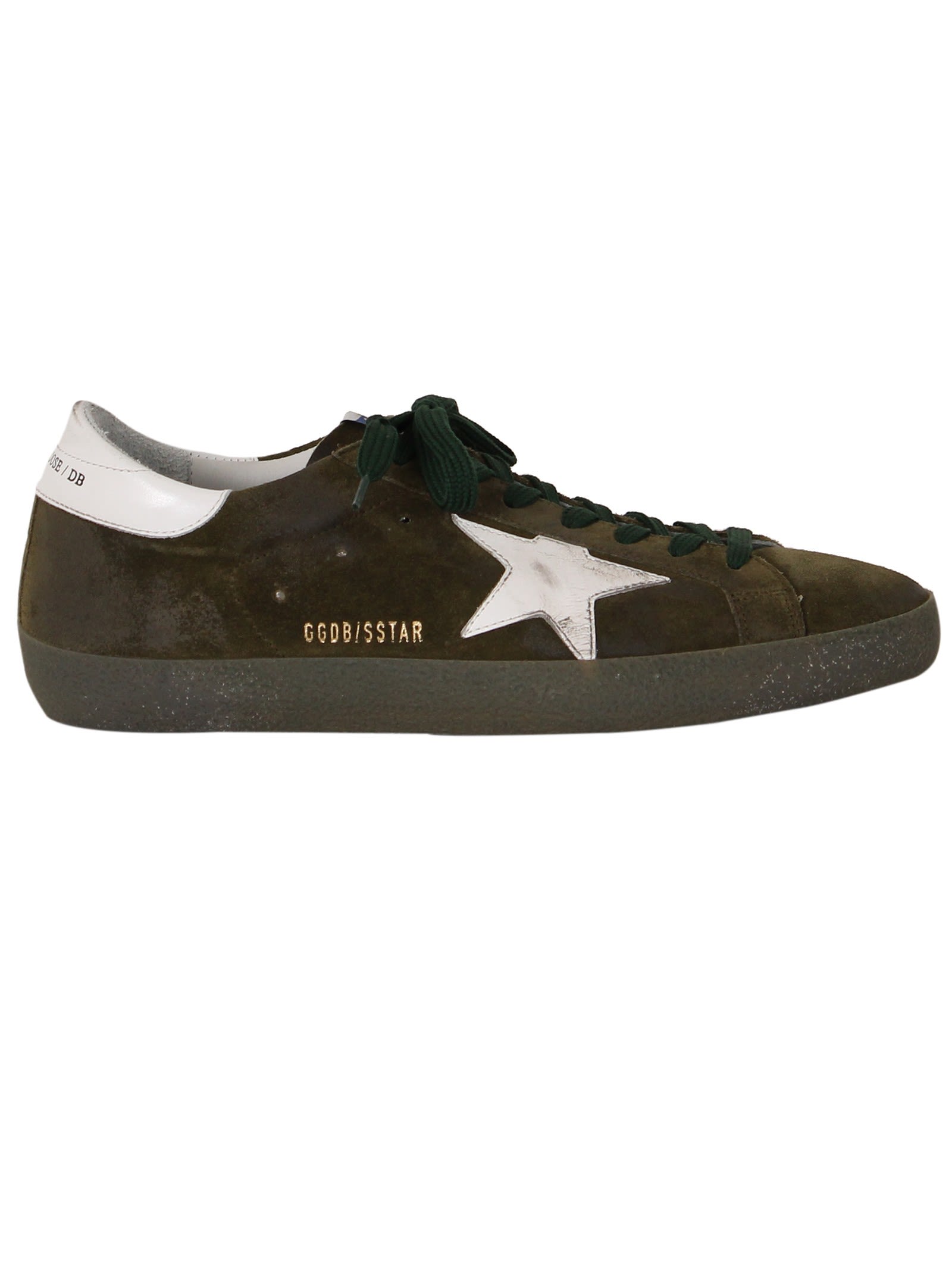 GOLDEN GOOSE Olive Green Distressed Suede Superstar Sneakers in Khaki ...