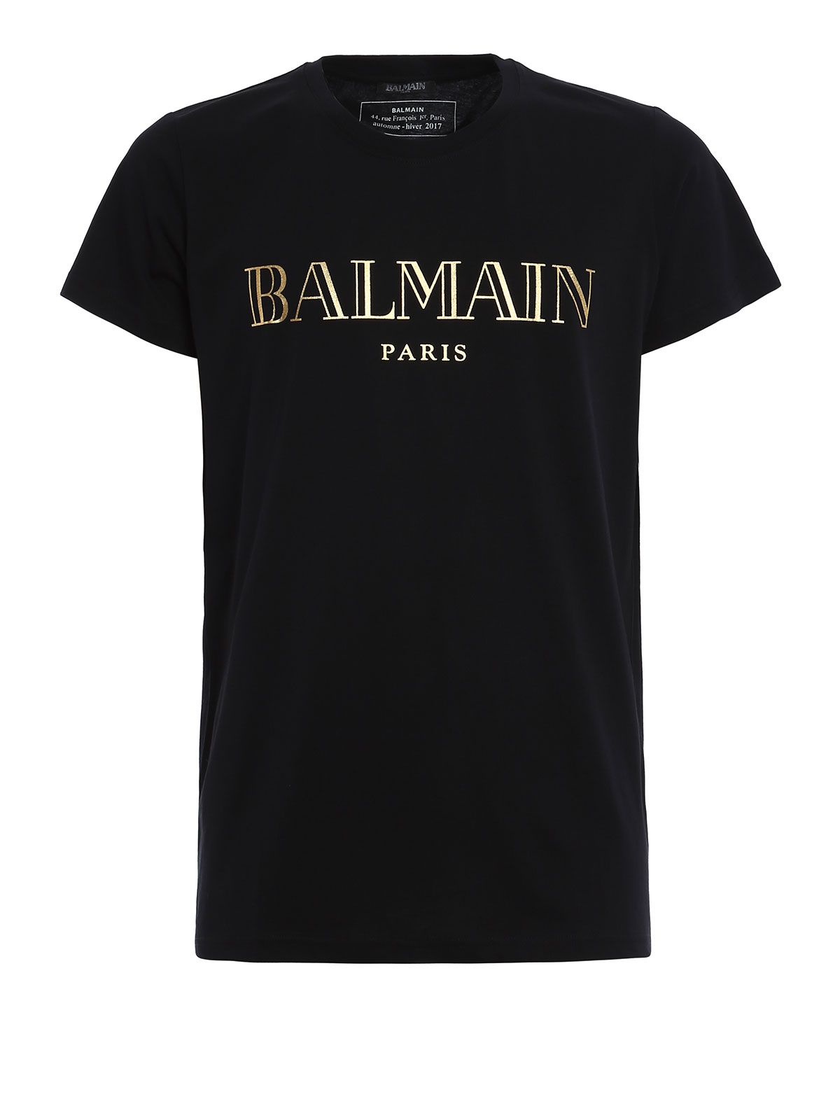 BALMAIN Logo Printed Cotton Jersey T-Shirt, Washed Black | ModeSens