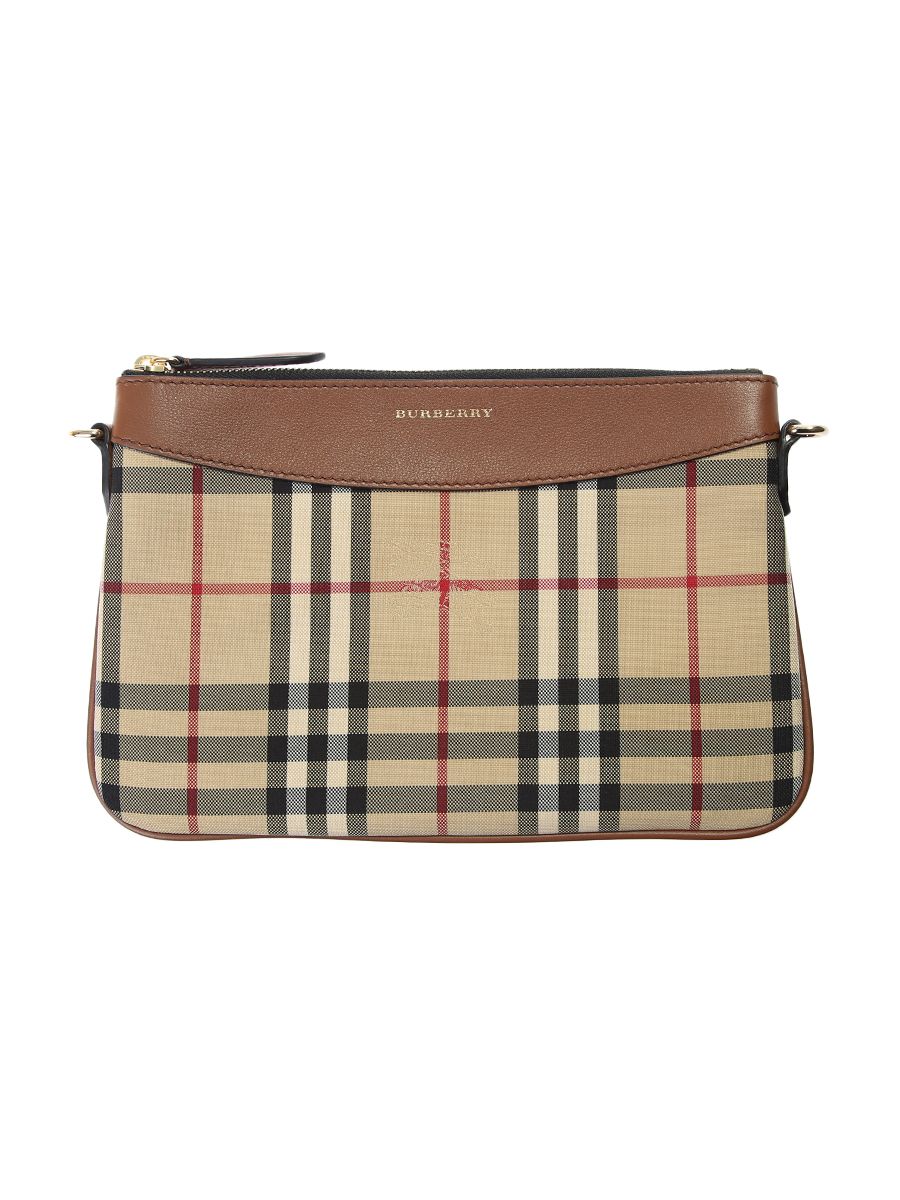 BURBERRY LEATHER AND NYLON HORSEFERRY BAG, BEIGE | ModeSens