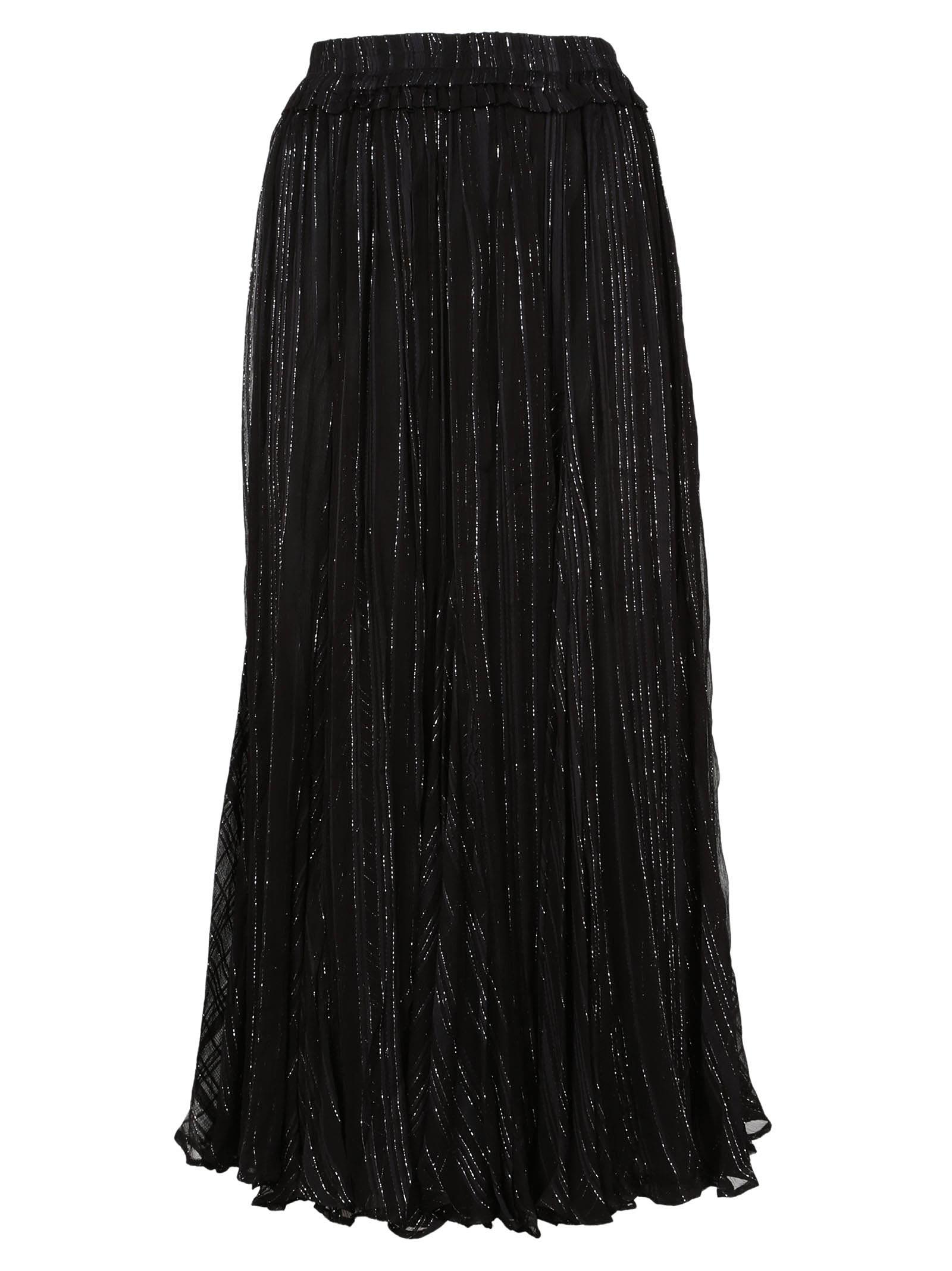 DODO BAR OR Jamie Ruffle-Trimmed Striped Chiffon Skirt in Black Silver ...