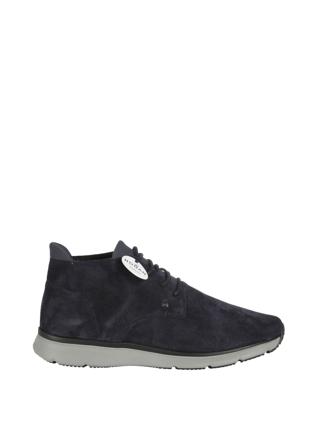 Hogan T20.15 New Urban Style Mid Lace-Ups In Blu Suede In Blue | ModeSens