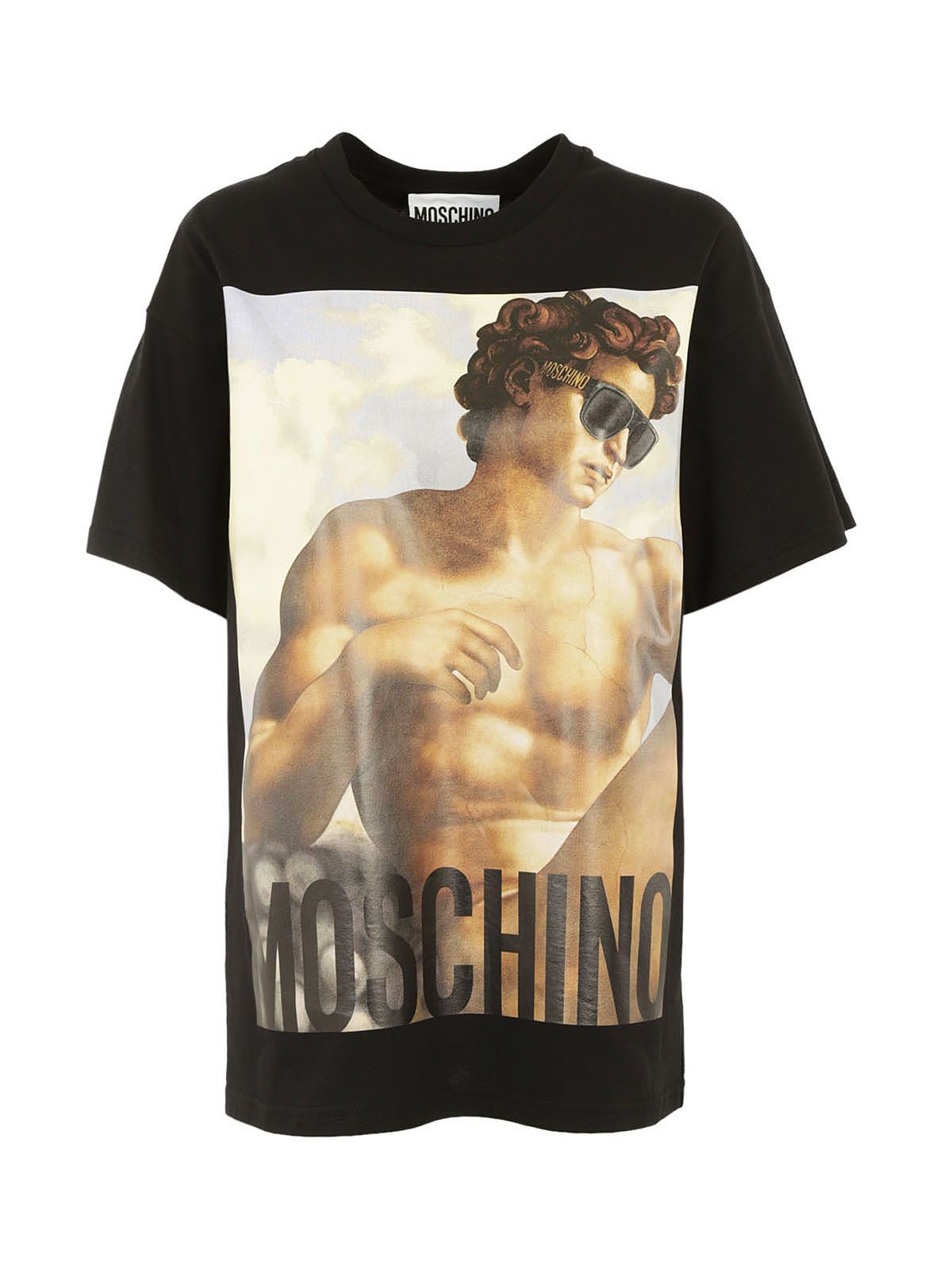MOSCHINO Painting-Print Cotton-Jersey T-Shirt in Black | ModeSens