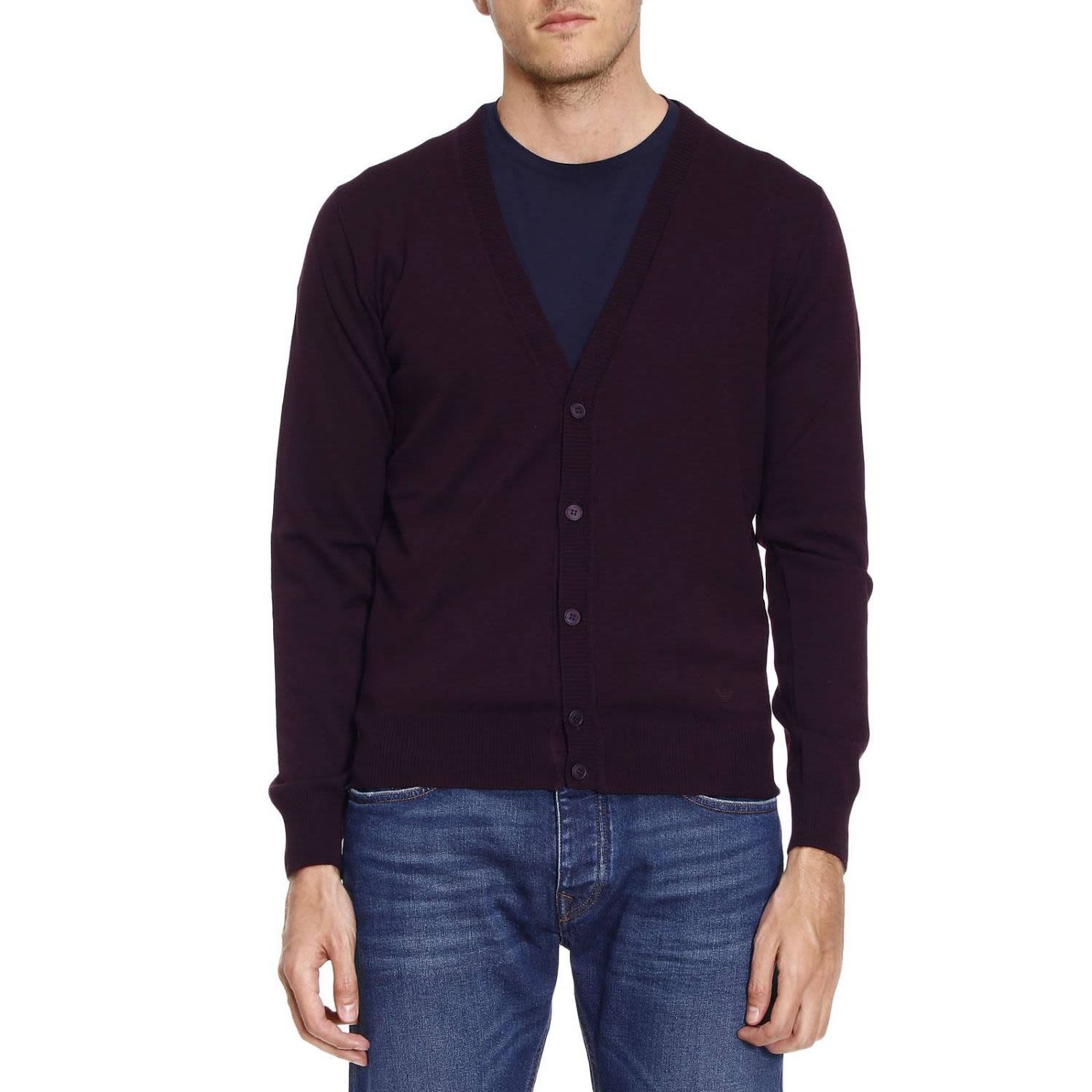 Emporio Armani - Cardigan Sweater Men Emporio Armani - burgundy, Men's ...