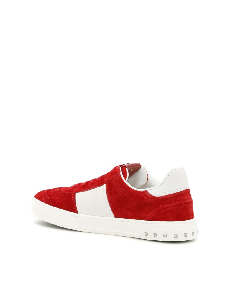 VALENTINO Classic Contrast Panel Stud Sneakers In Red And White, Blue ...