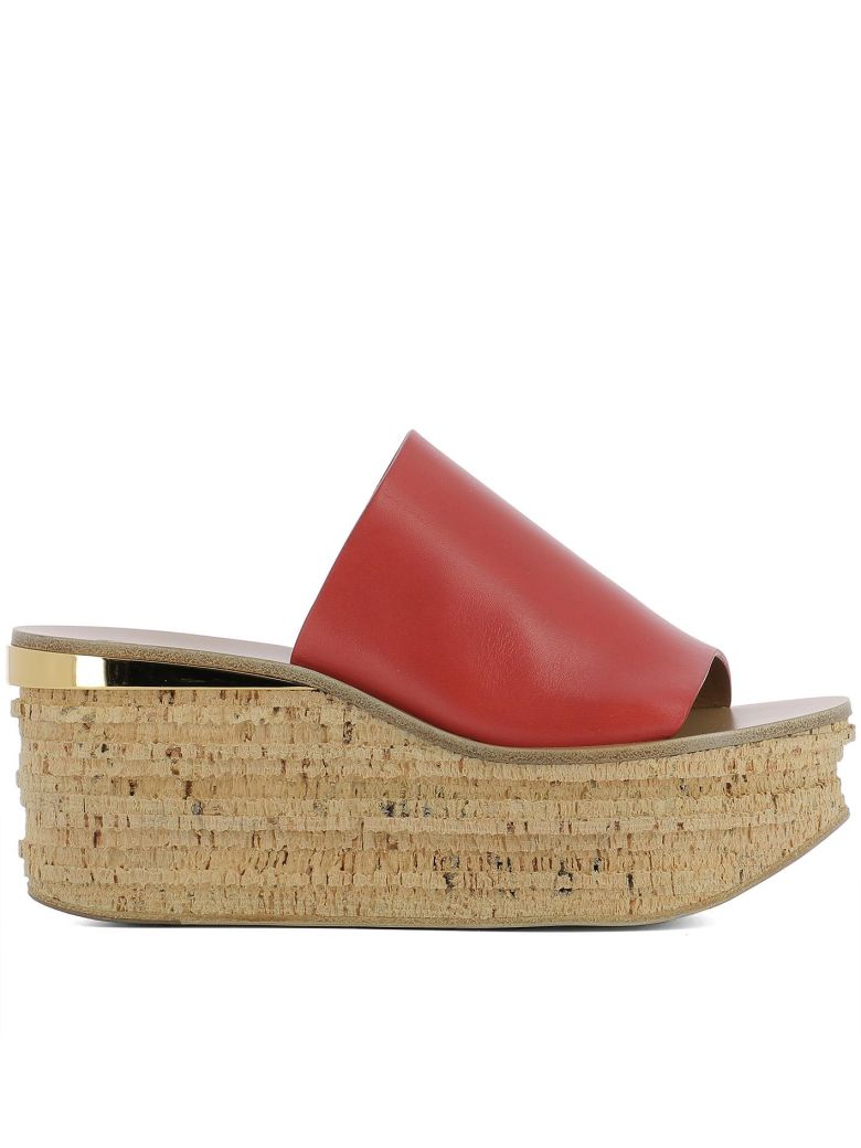 CHLOÉ RED LEATHER SANDALS,10592413