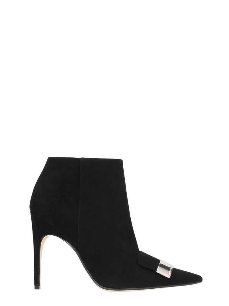 SERGIO ROSSI SR1 BLACK SUEDE LEATHER ANKLE BOOTS,10630769