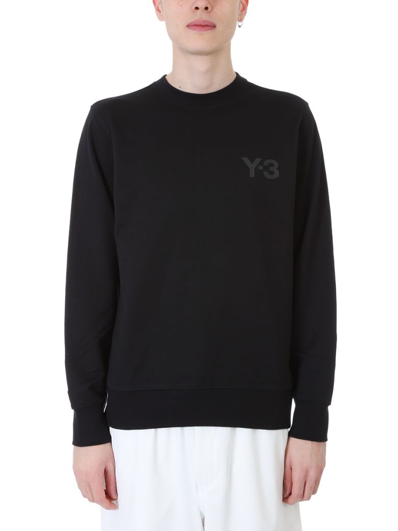 Y-3 Logo Print Crewneck Sweatshirt In Black | ModeSens