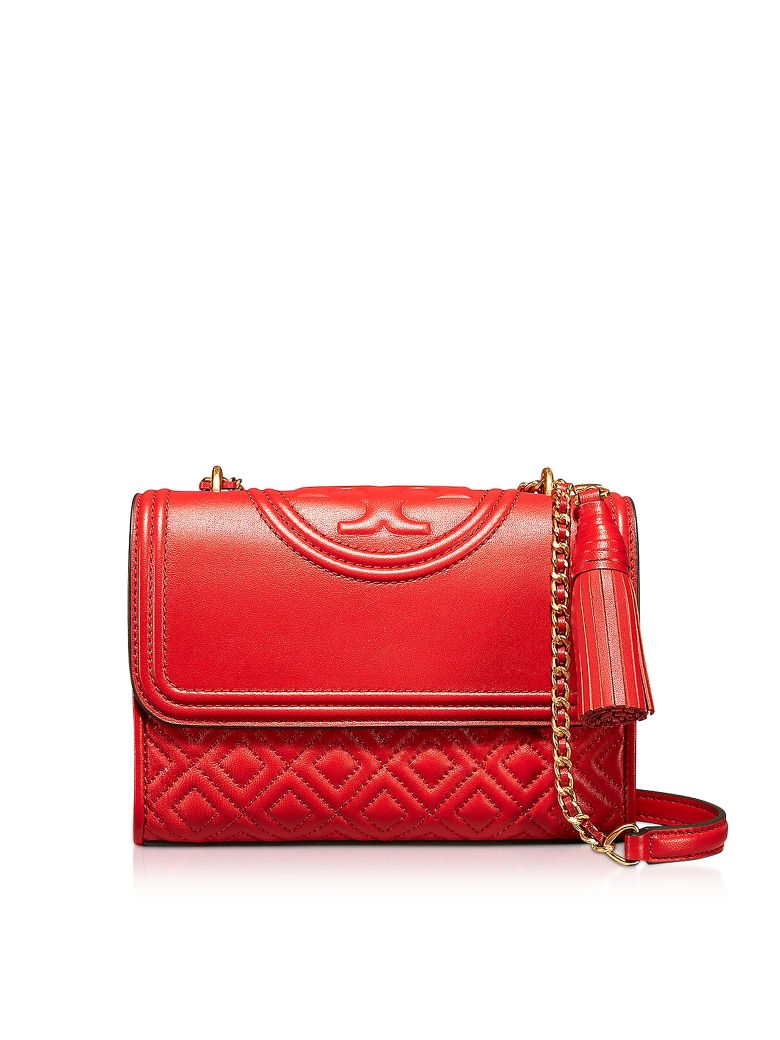 TORY BURCH FLEMING EXOTIC RED LEATHER SMALL CONVERTIBLE SHOULDER BAG,10590808