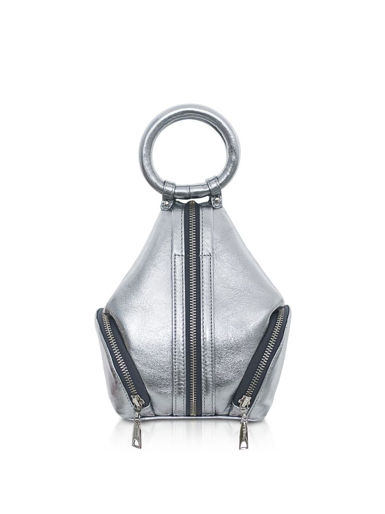 COMPLET SILVER LAMINATED LEATHER EVE MICRO BAG,10590606