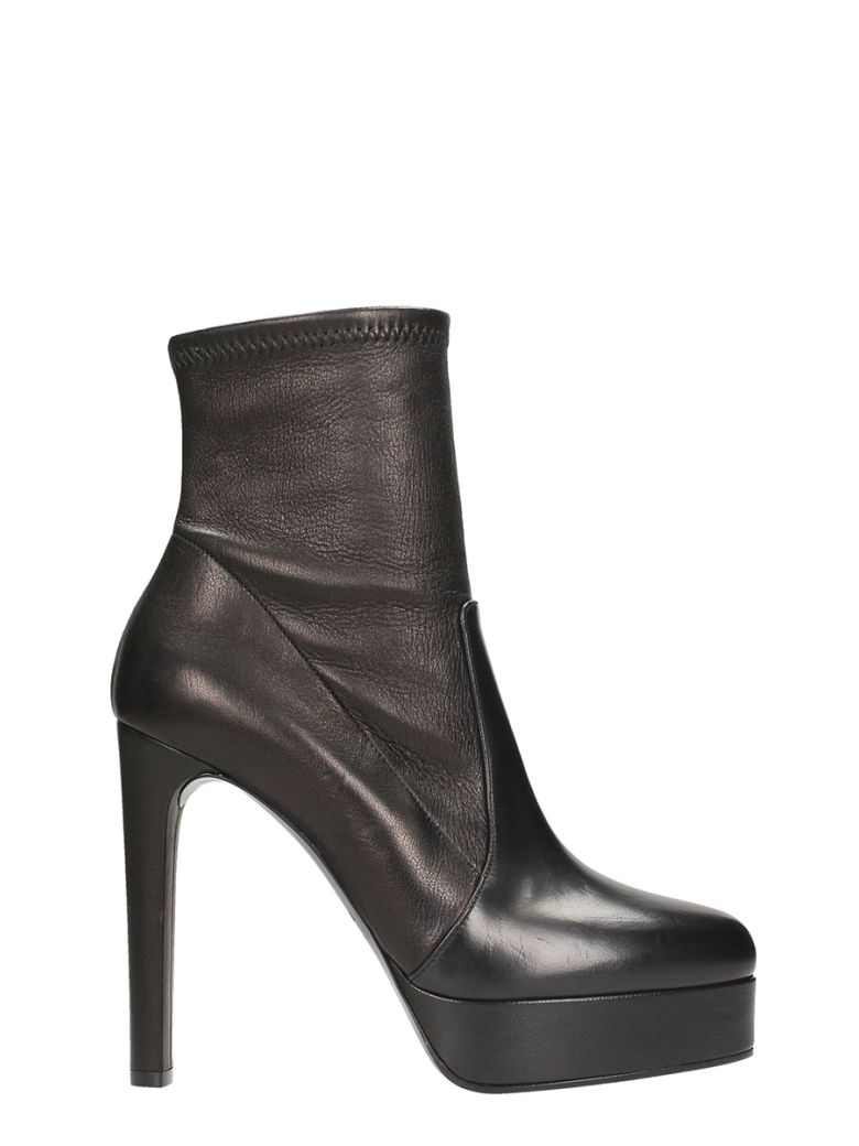 CASADEI BLACK CALF LEATHER ANKLE BOOTS,10631083