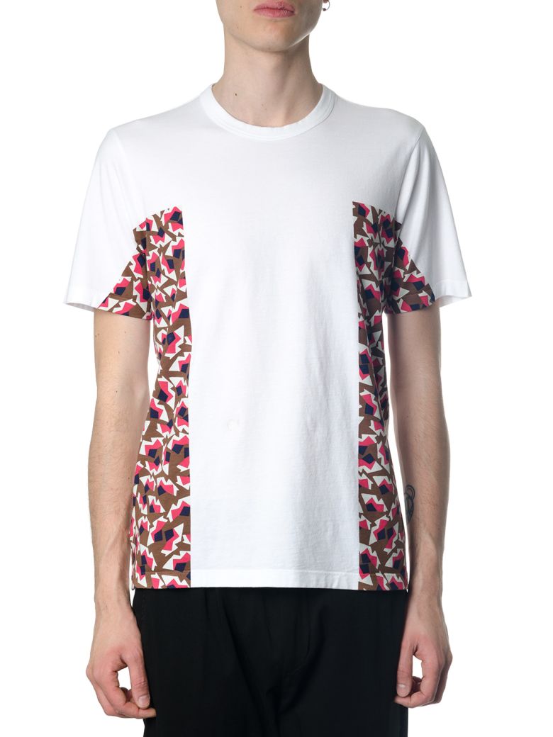 MARNI WHITE & RED COLOR BLOCK T-SHIRT,10613149