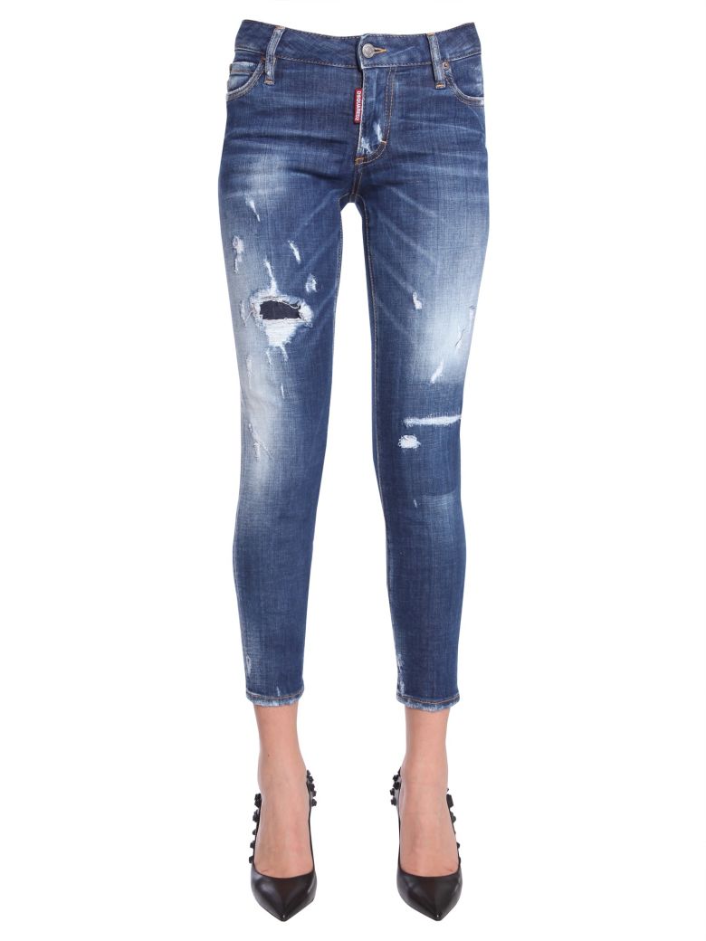 DSQUARED2 SUPER SKINNY CROPPED JEANS,10620131