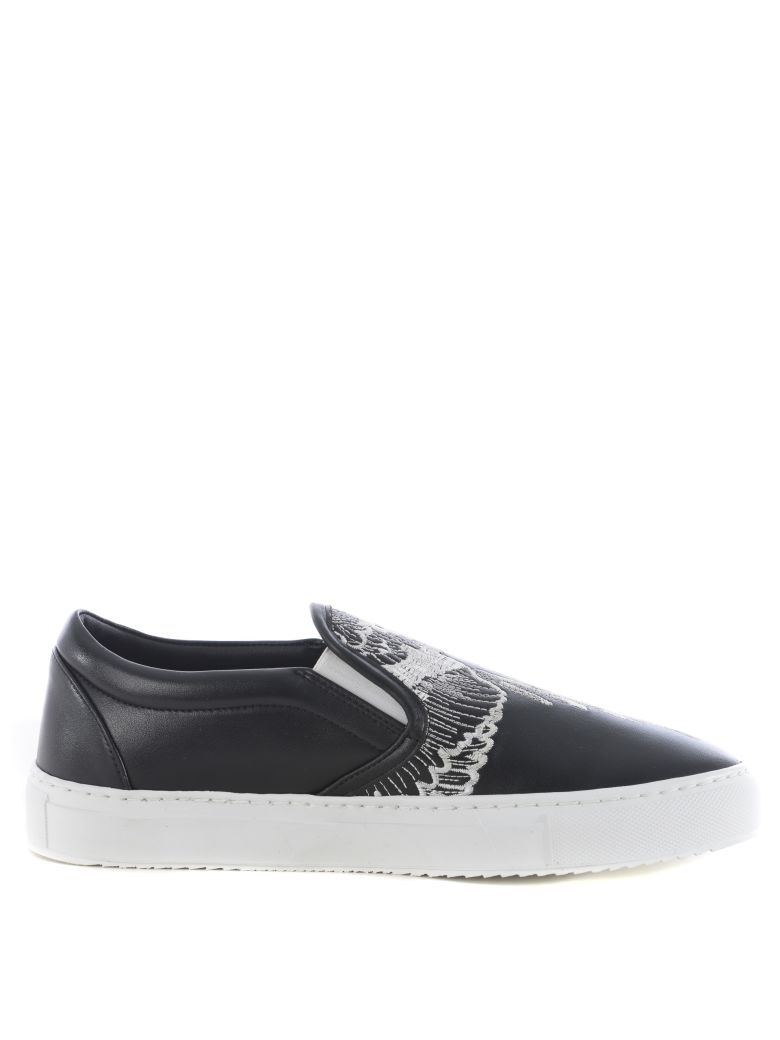 MARCELO BURLON COUNTY OF MILAN EMBROIDERED LEATHER SLIP-ON SNEAKERS ...