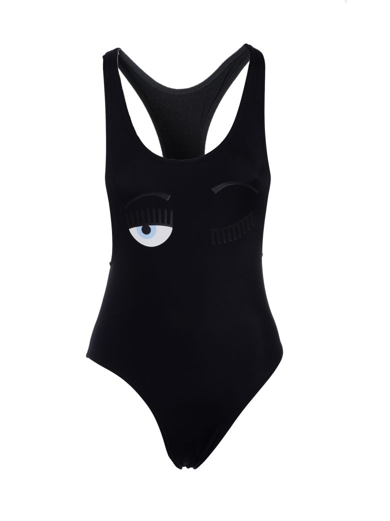 Chiara Ferragni Eyes Printed One Piece Swimsuit In Black