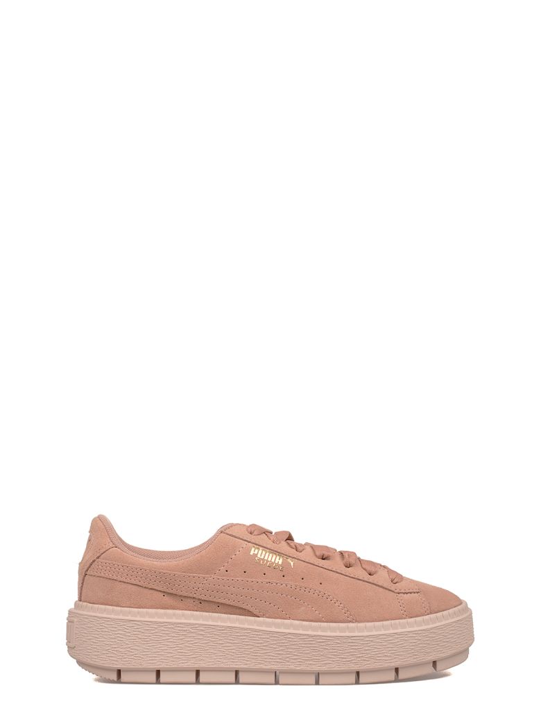PUMA PINK PLATFORM TRACE SUEDE SNEAKERS,10609033