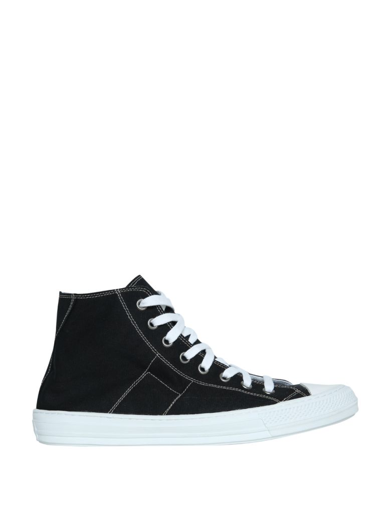 MAISON MARGIELA BLACK CANVAS STEREOTYPE HIGH-TOP SNEAKERS,10627520