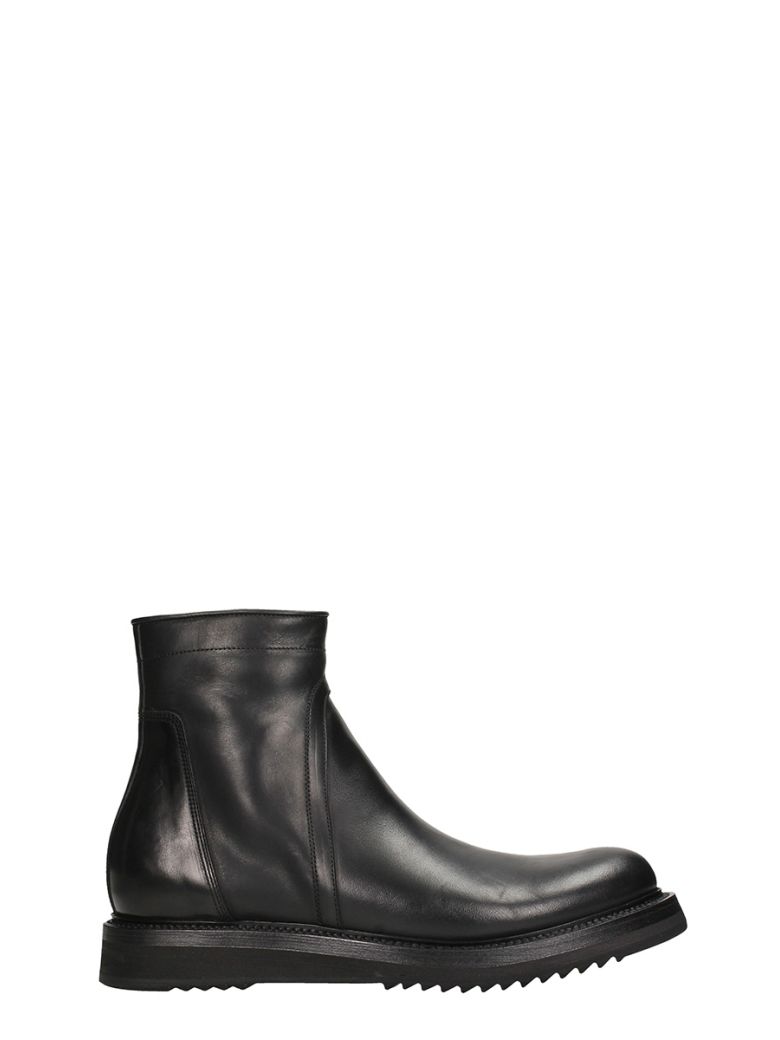 RICK OWENS CREEPER SOLE BLACK LEATHER BOOTS,10631264