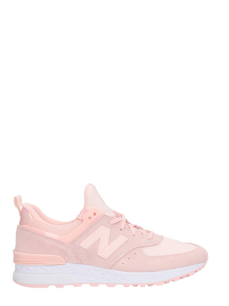 NEW BALANCE 574 PINK SUEDE SNEAKERS,10597559