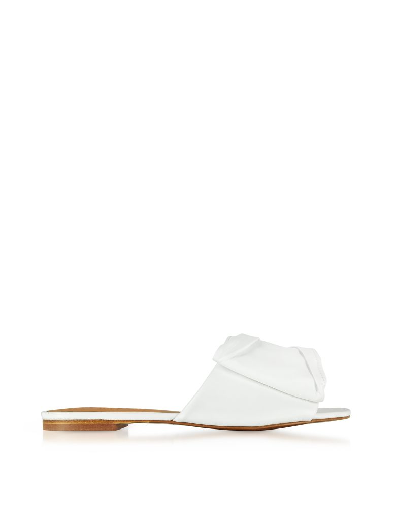 ROBERT CLERGERIE IGAD WHITE LEATHER FLAT SANDALS,10591157