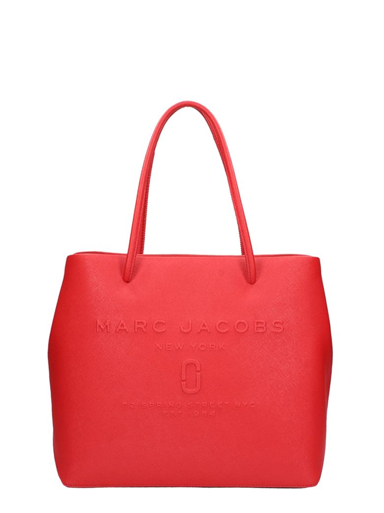 Marc Jacobs East-west Saffiano Leather Tote Bag In Red