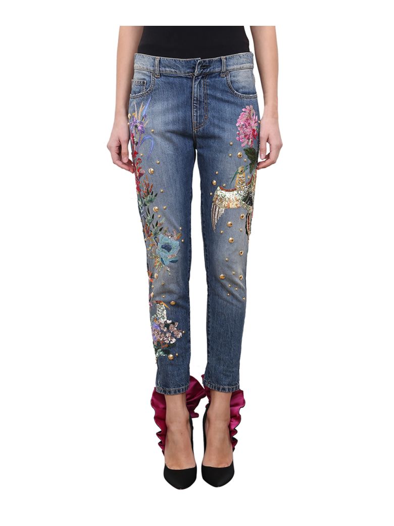 Zuhair Murad Embroidered Embellished Low-Rise Slim Boyfriend Jeans ...