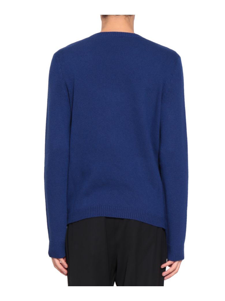 GUCCI EMBROIDERED WOOL KNITTED SWEATER, BLUE | ModeSens