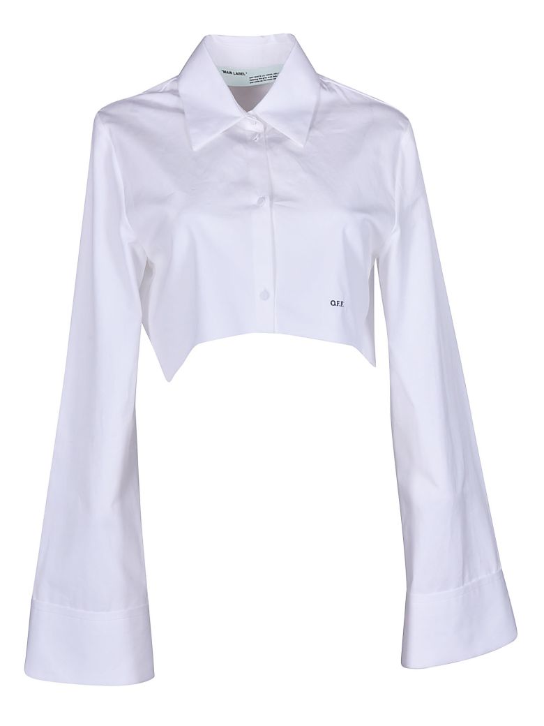 OFF-WHITE OFF-WHITE CROPPED BUTTON DOWN SHIRT,10608363