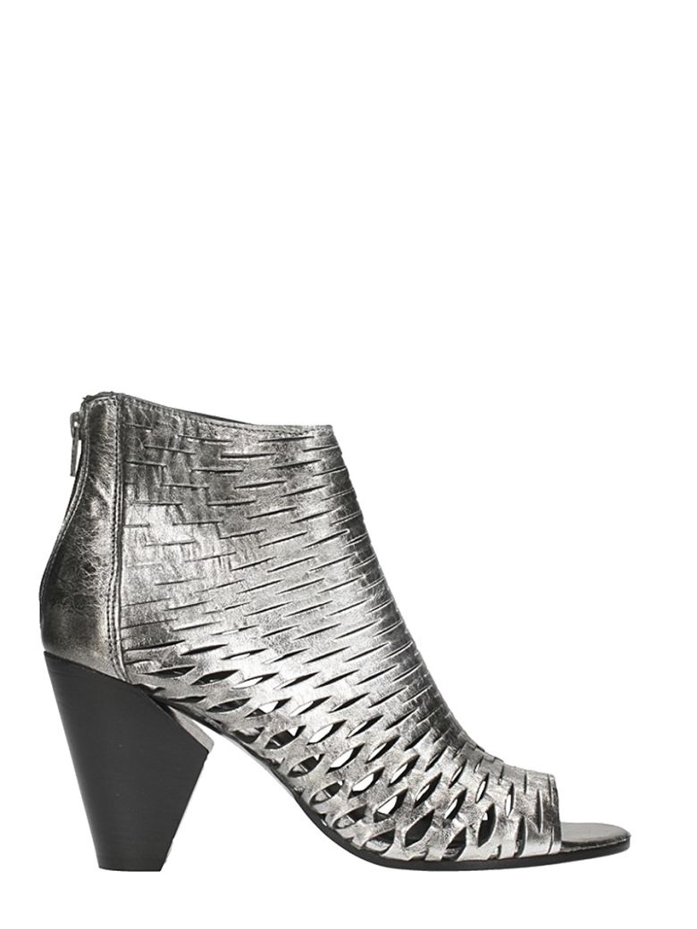 STRATEGIA OPEN TOE SPRITZ SILVER LEATHER ANKLE BOOTS,10573002
