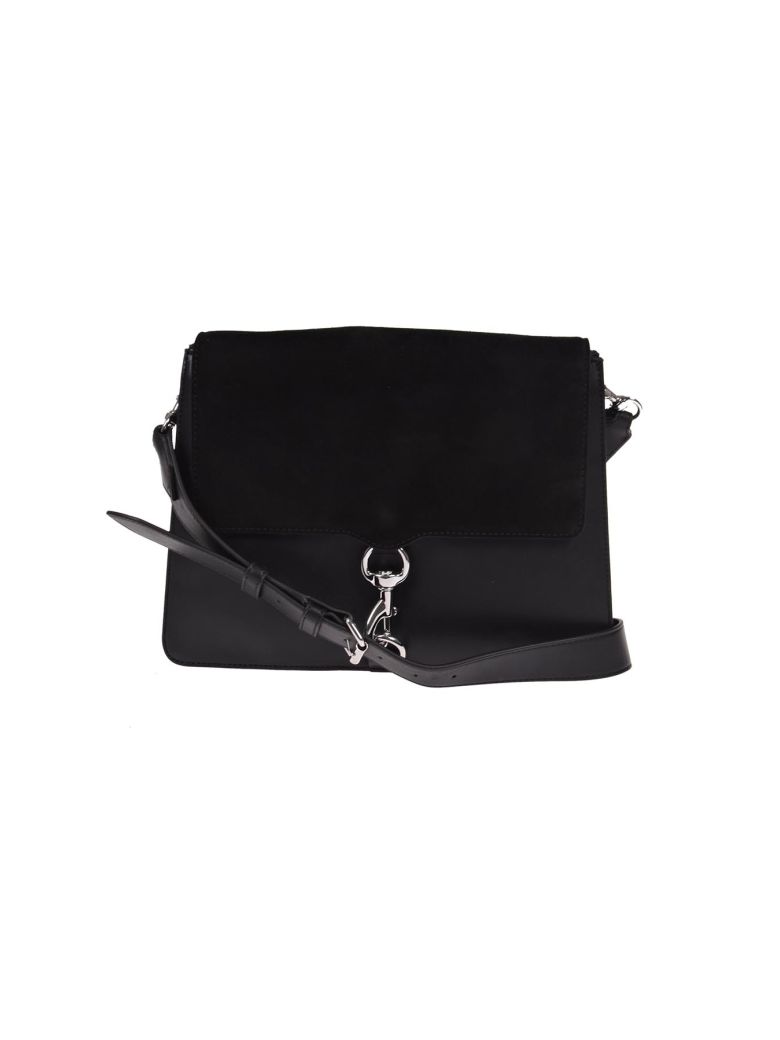 REBECCA MINKOFF Leather And Suede Shoulder Bag, Black | ModeSens