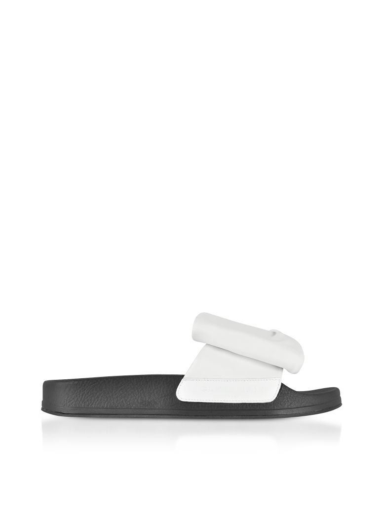dressing gownRT CLERGERIE ROBERT CLERGERIE WENDY WHITE LEATHER SLIDE SANDALS W/BLACK SOLE,10591153