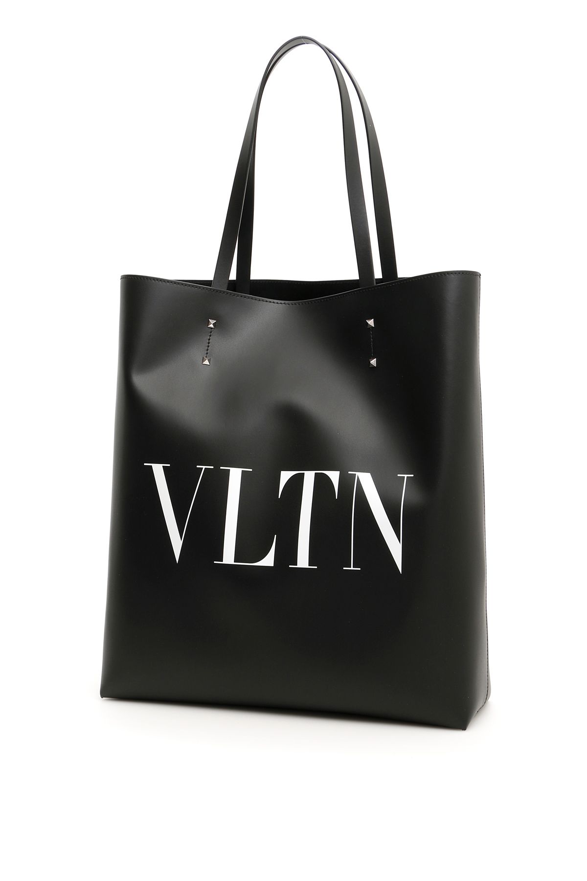 black and white vltn leather tote bag
