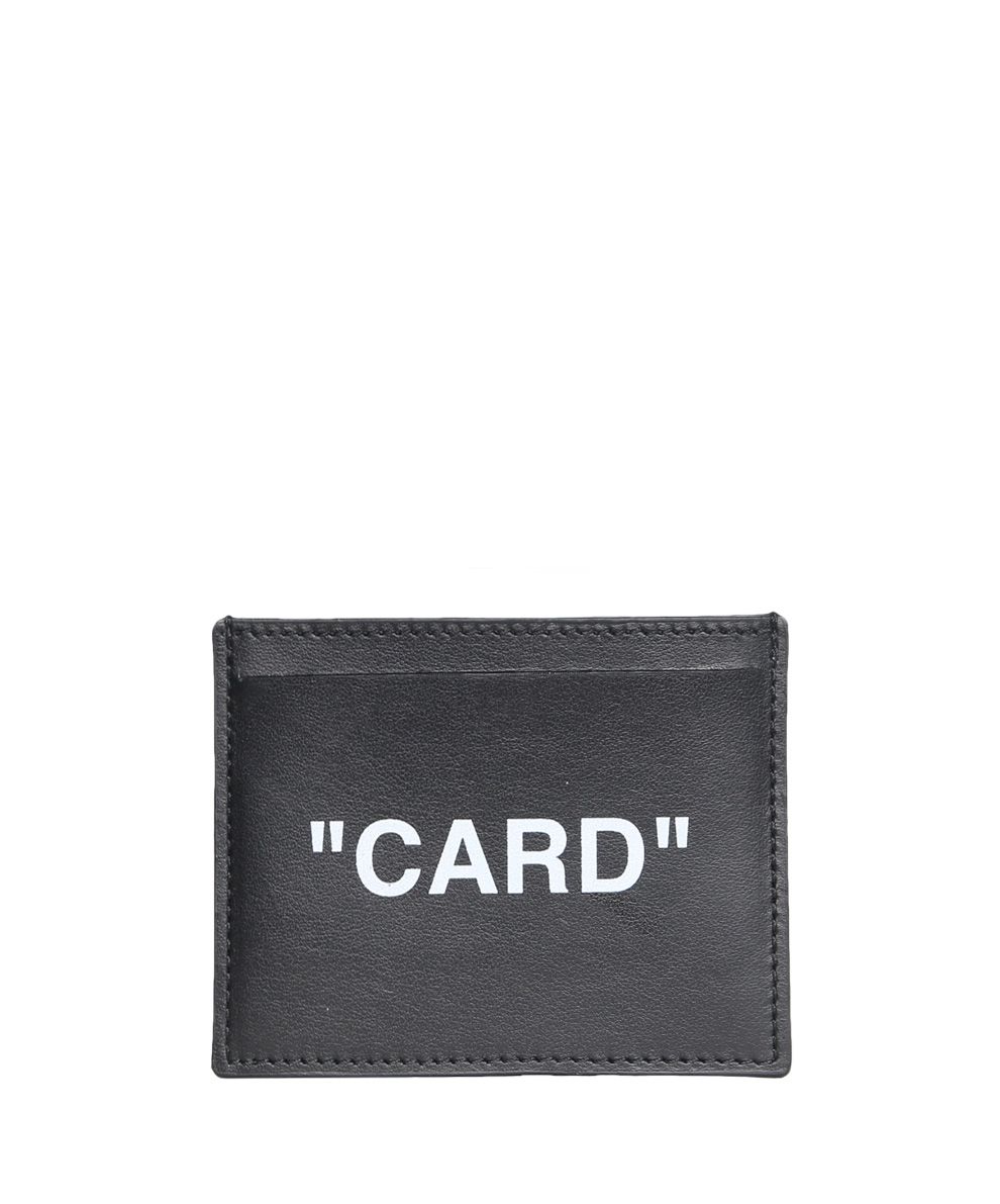 OFF-WHITE QUOTE LEATHER CARD HOLDER,10619189
