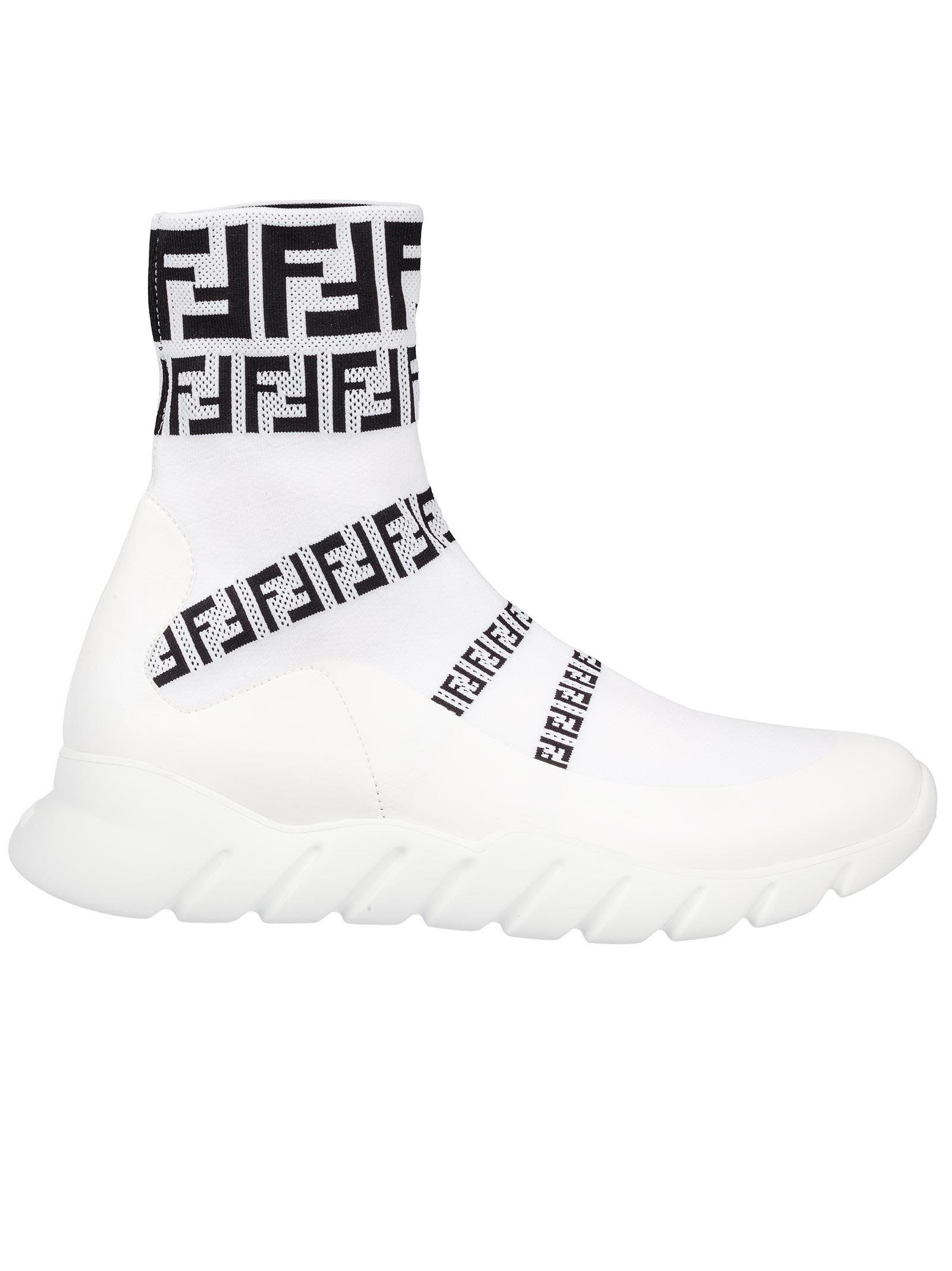 Fendi Ff Signature Socks Sneaker In White | ModeSens