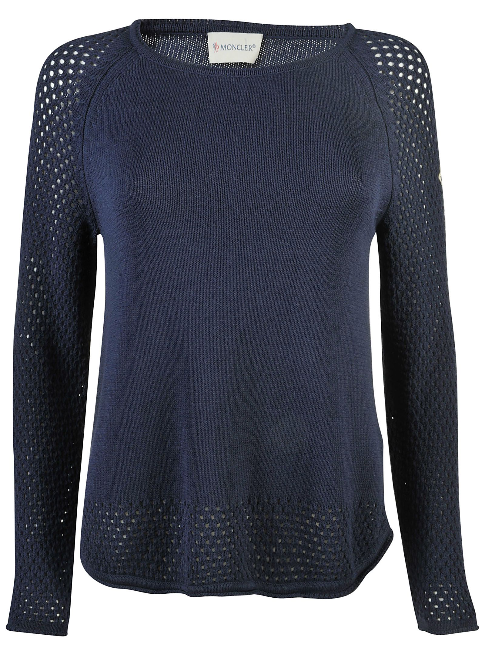 Moncler - Moncler Tricot Mesh Sweater - Navy Blue, Women's Sweaters ...