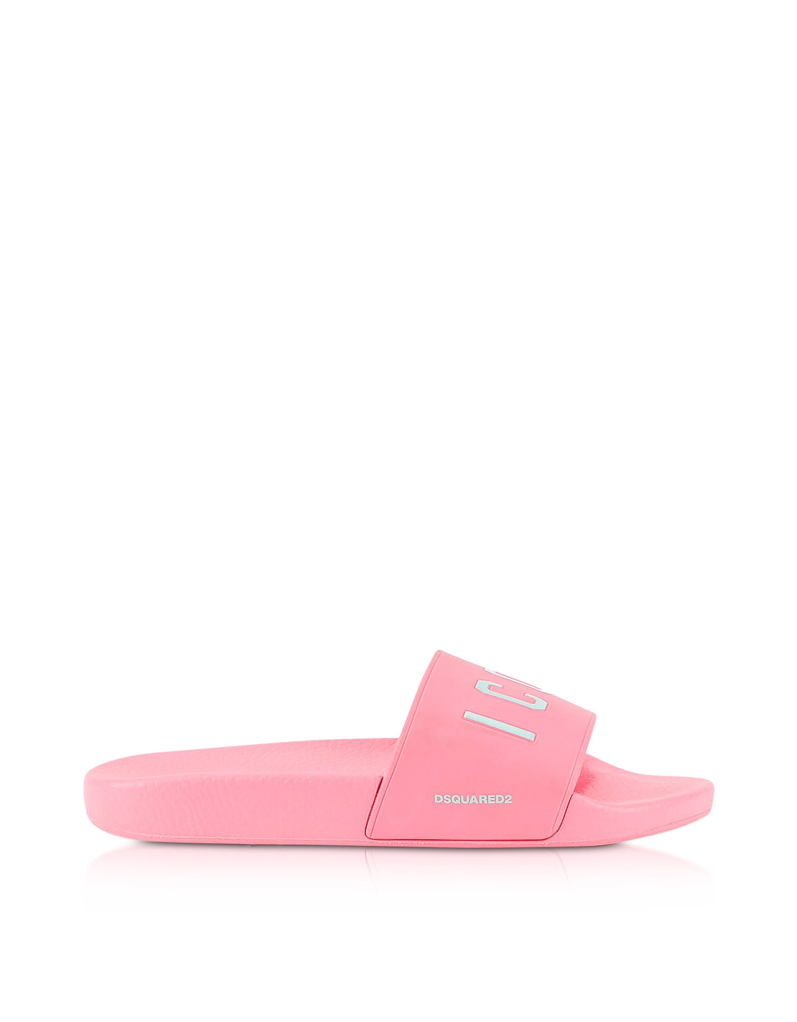 DSQUARED2 ICON PINK RUBBER SLIDE SANDALS,10591001