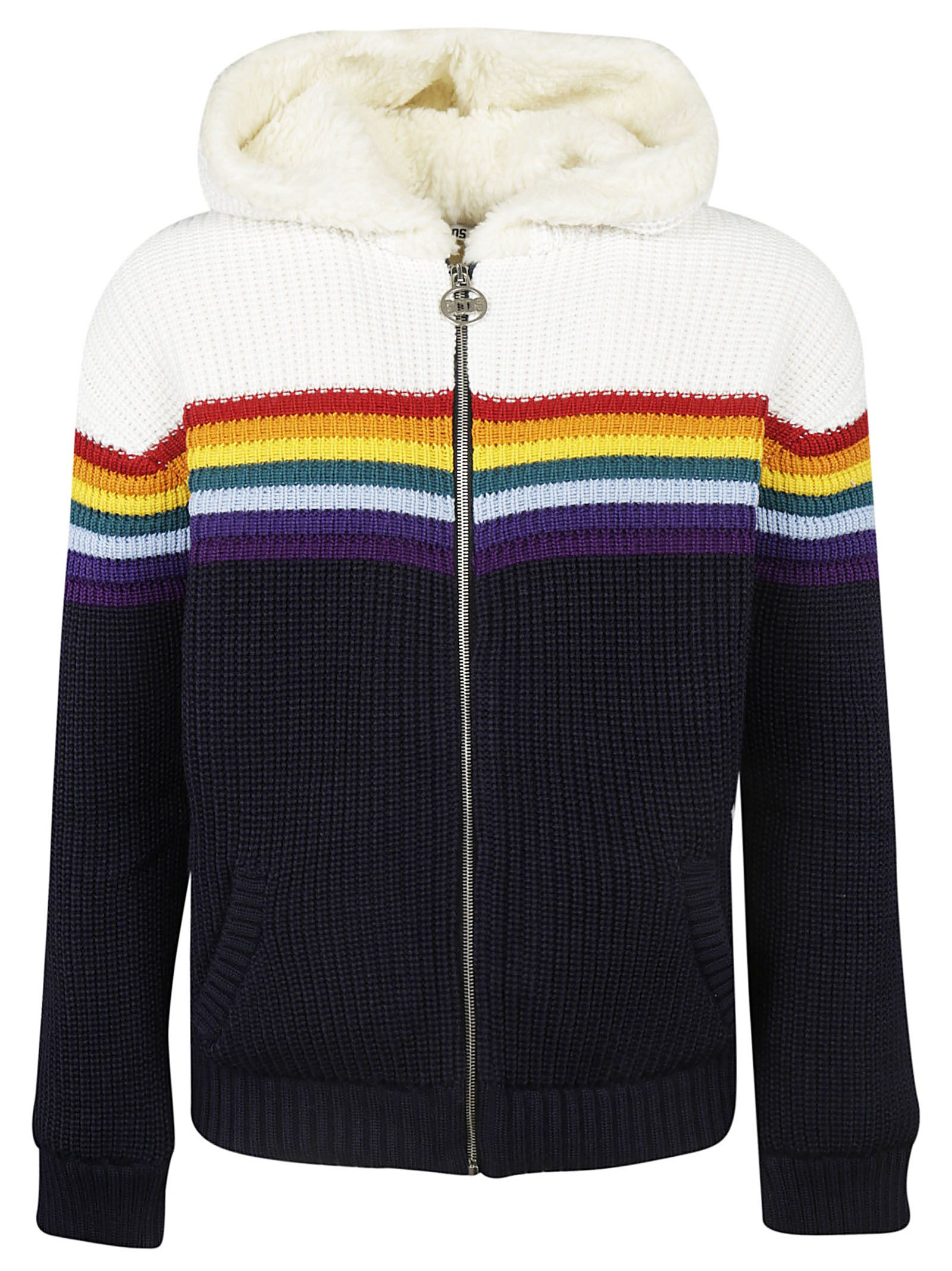 In Jacket Hooded Stripe Gcds Bianco Blu Rainbow tqPI1xwO