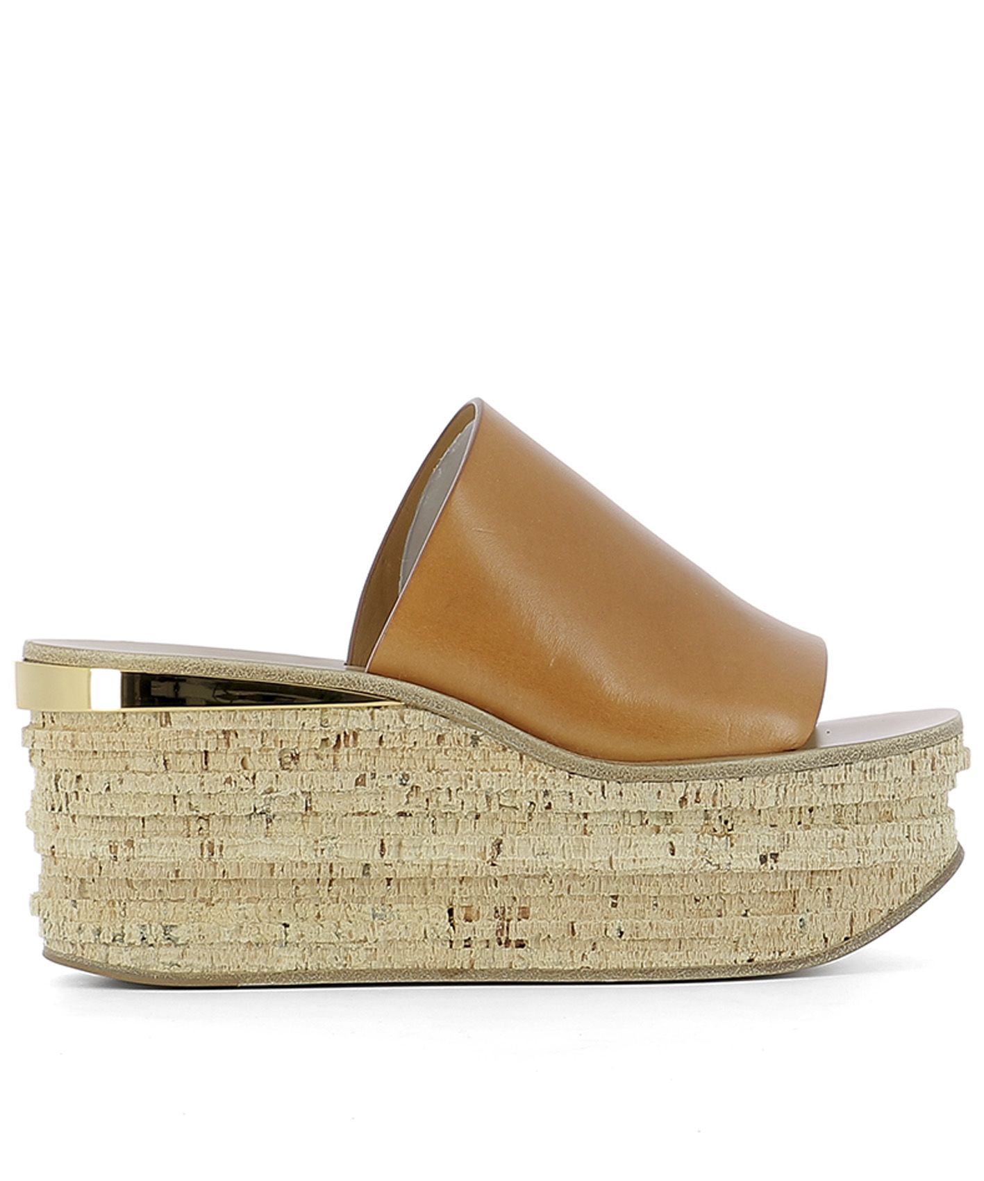 CHLOÉ BROWN LEATHER WEDGE SHOES,10627905