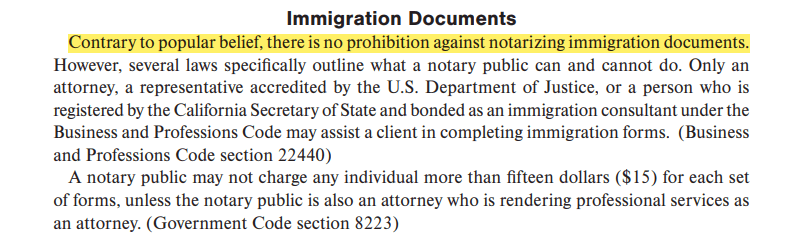 General Information / Immigration Documents  A notary public can notarize any type of immigration document without any restrictions. A notary public can assist clients in completing immigration forms and provide legal advice. A notary public can notarize immigration documents only if they are registered as an immigration consultant. A notary public is not authorized to notarize immigration documents and should refer clients to accredited representatives or attorneys.