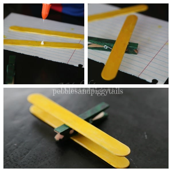 Kiếm kẹp gỗ làm trực thăng cho con