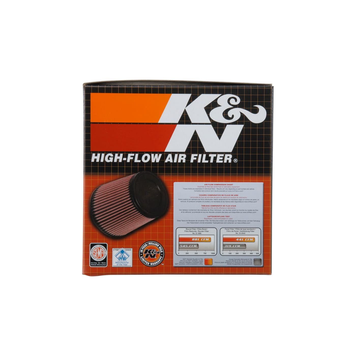 K and N E-2530 Washable and Reusable Car Replacement Air Filter